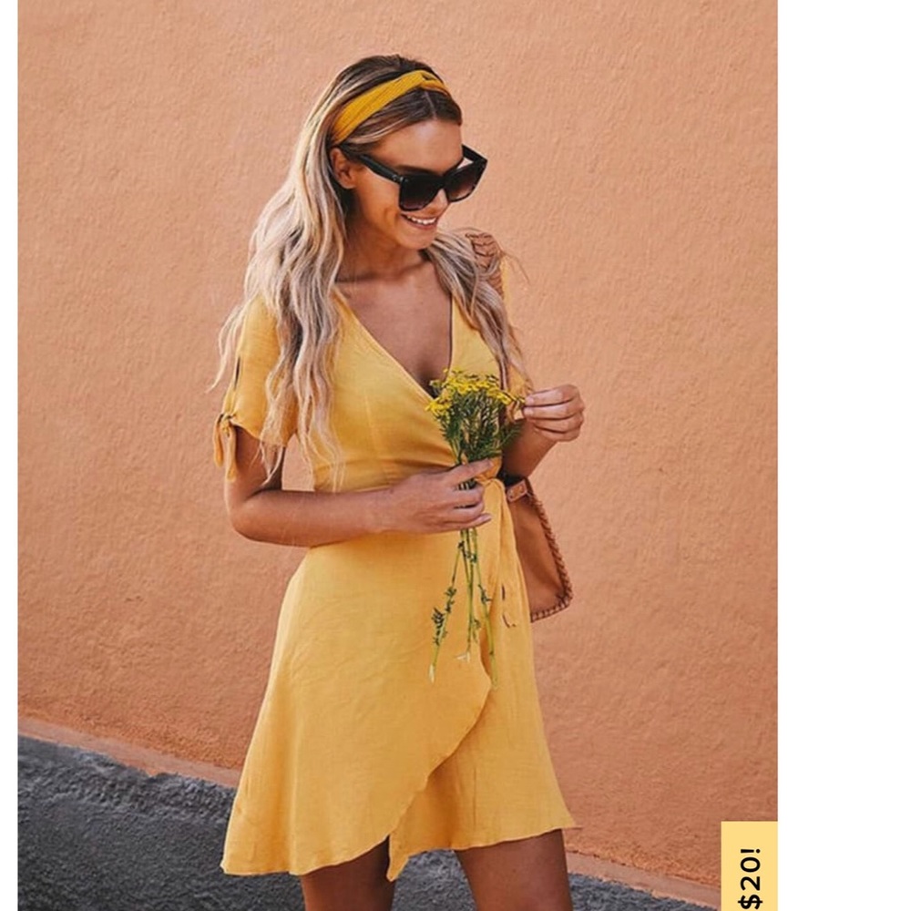 Lulus Yellow Wrap Dress